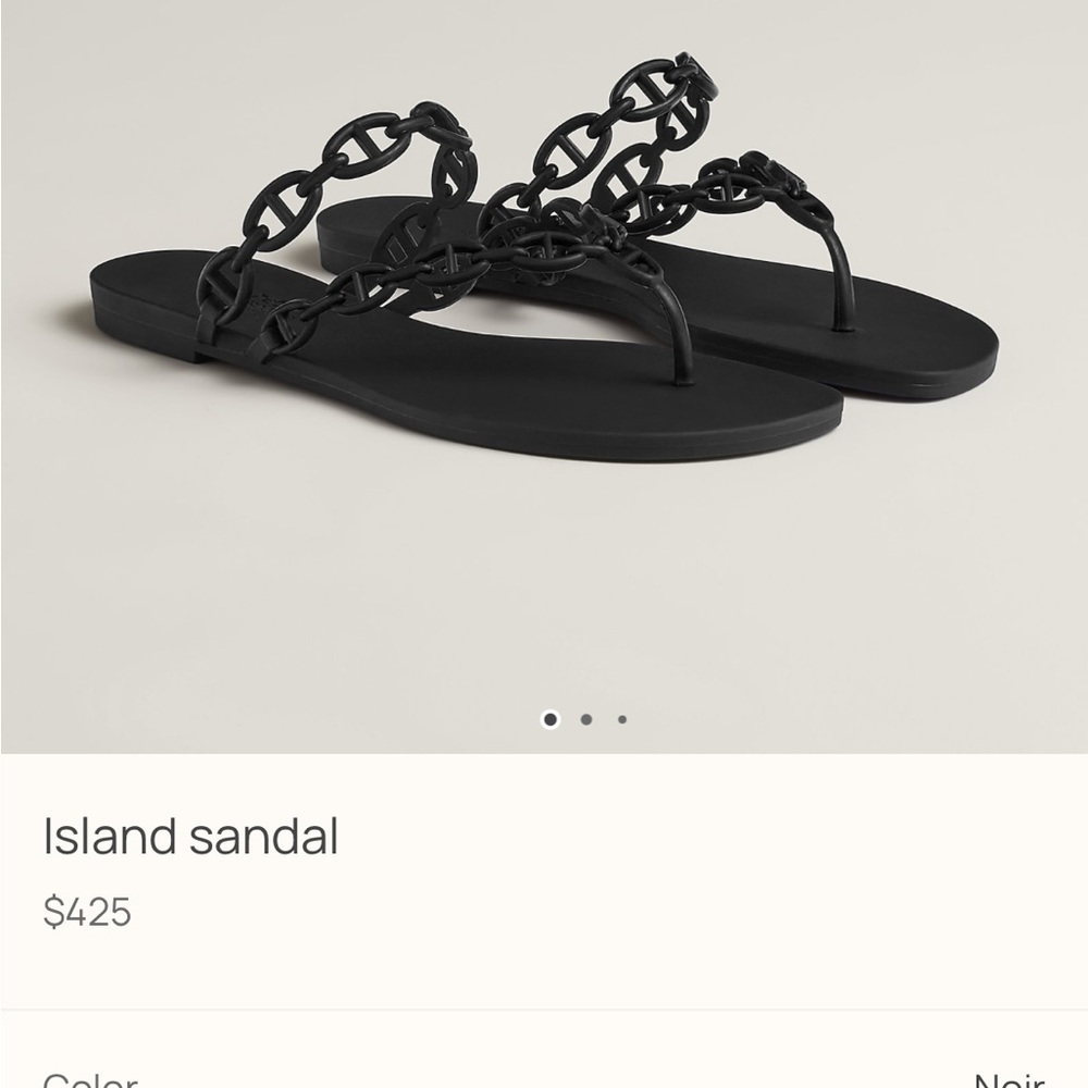 Hermes Island Black Chain Sandals, size 7!
